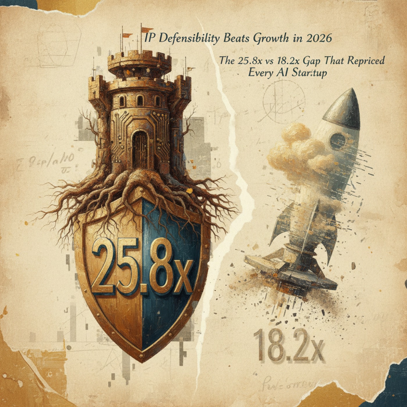IP Defensibility Beats Growth in 2026: The 25.8x vs 18.2x Gap That Repriced Every AI Startup