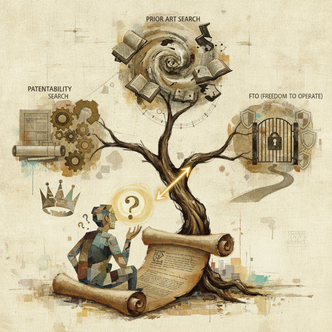 Patentability Search vs Prior Art Search vs FTO: The 3-Search Decision Tree Every Founder Confuses (And the One You Actually Need First)